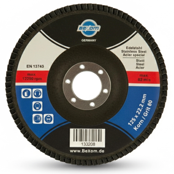 Flap Disc 125x22.23 mm – Grit K60 – Precision Grinding for Stainless Steel & Steel